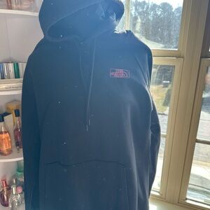 The North Face Black Hoodie with Pink Logo